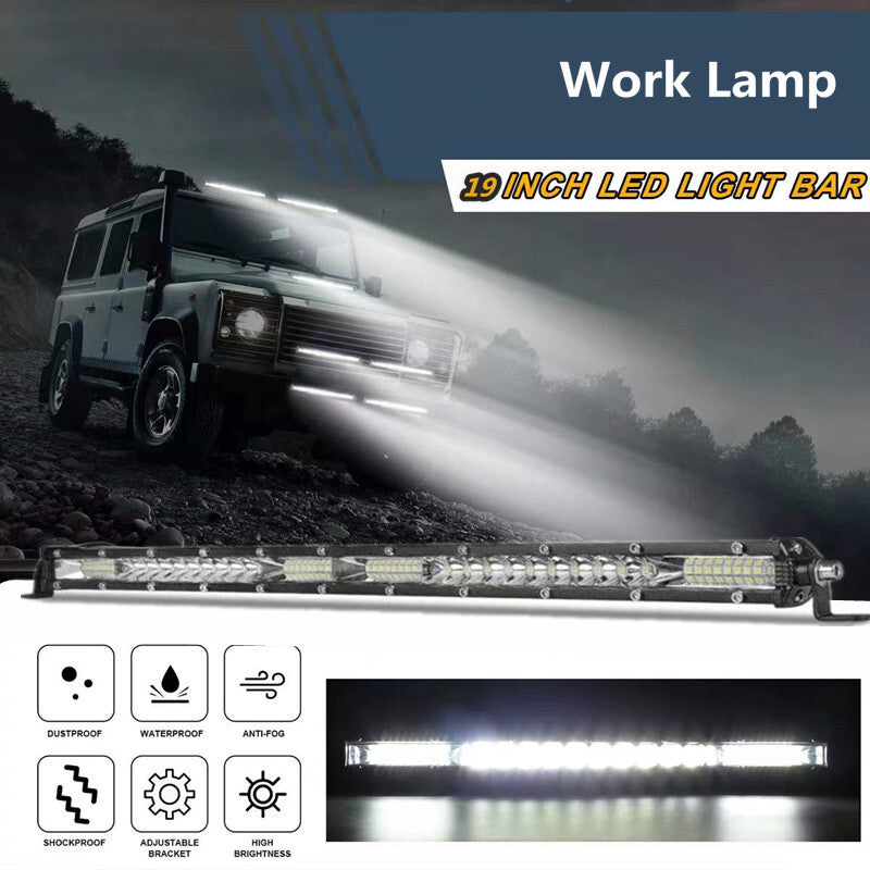 1Pcs 6D Car Slim 19Inch Led Bar Lamp Offroad Spot Flood Combo Driving Work Light