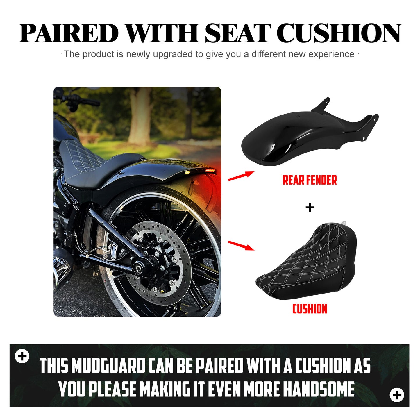 Black Front Driver Solo for Seat for Harley Rocker C 2008-2017 Breakout 2013-2017