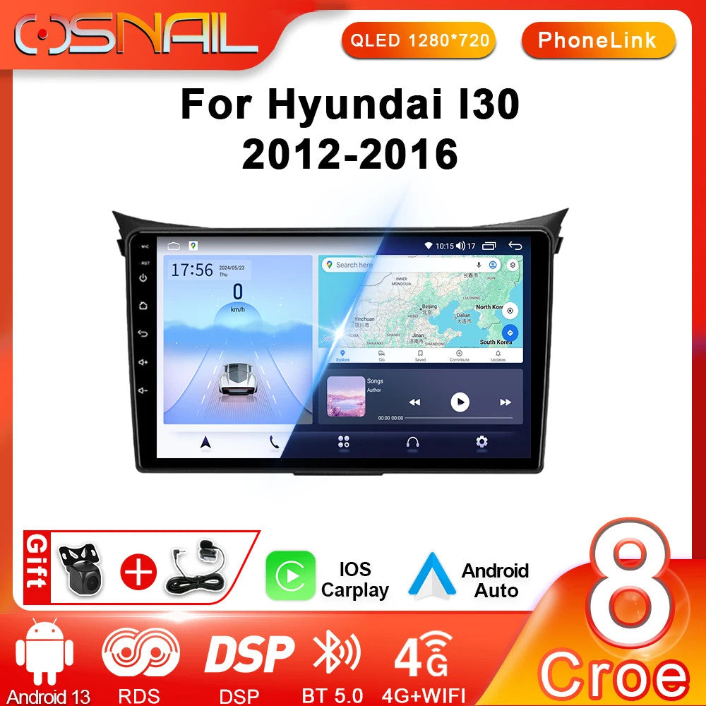 CarPlay Car Radio for Hyundai I30 for Elantra GT 2011-2017 Stereo GPS Player Screen