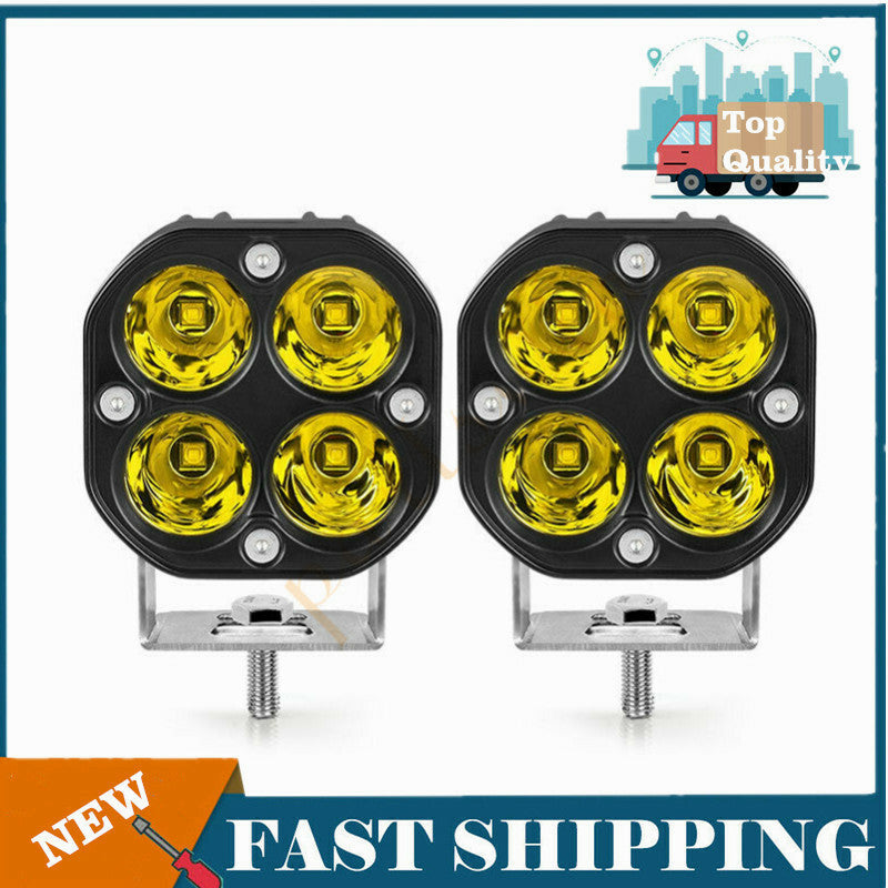 2 x 3-inch 40W yellow LED work light strips for fogging, all-terrain vehicles, 4WD, and off-road SUVs.