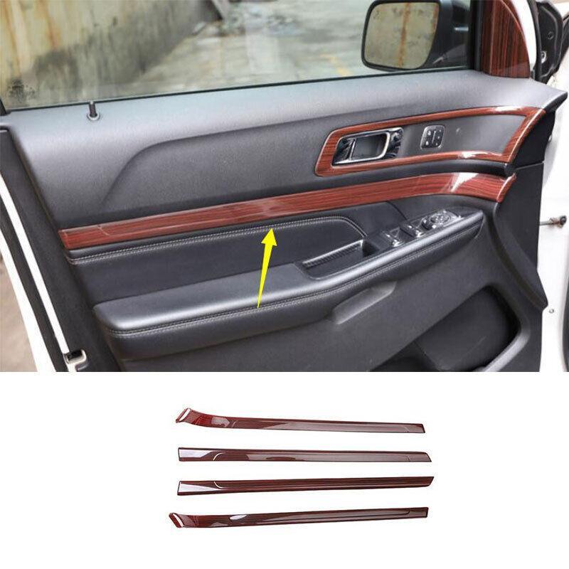 Fit for Ford Explorer 2011 2012-2019 Wood Grain Inner Door Panel Cover Trim 4PCS