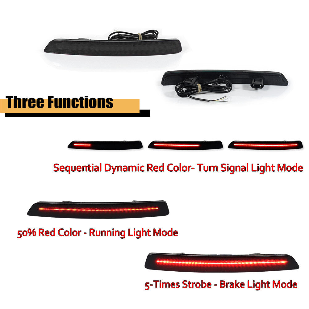2-Pack Fit for Acura TL 2012-14 Smoked Red LED Rear Bumper Reflector Tailbrake Lights