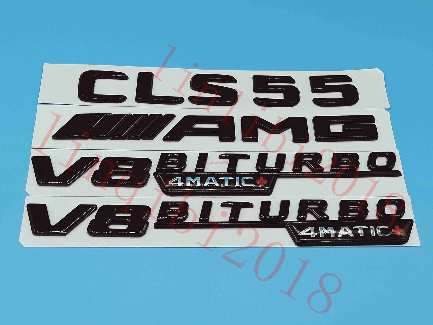 1SET Gloss Black Flat CLS55 AMG V8 BITURBO Trunk Embl Badge Sticker fit AMG