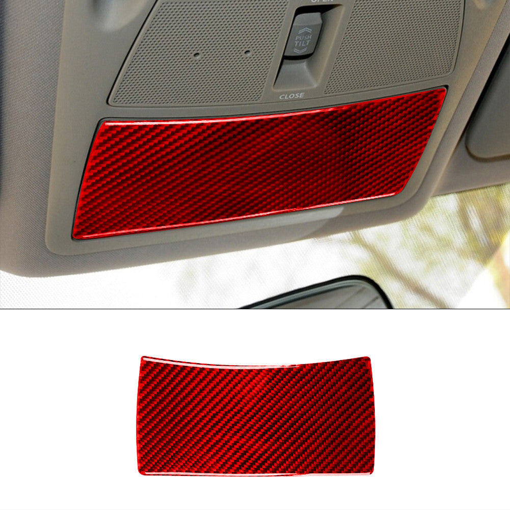 Red Carbon Fiber Front Reading Light Panel Cover Trim for Nissan Rogue 2014-16