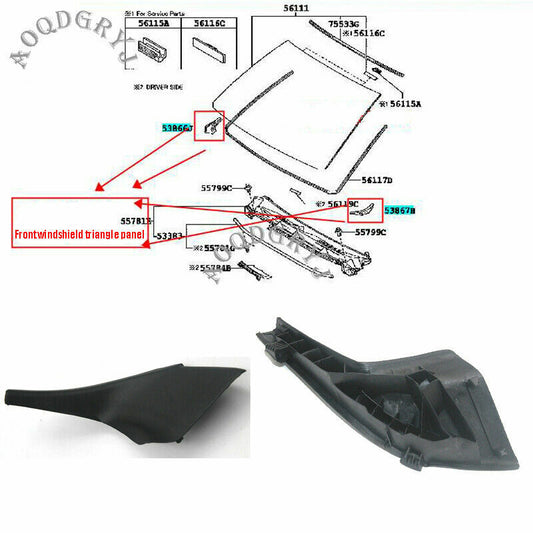 Front windshield glass Bottom triangular plate 2p for Toyota Prado 150 2010-2016