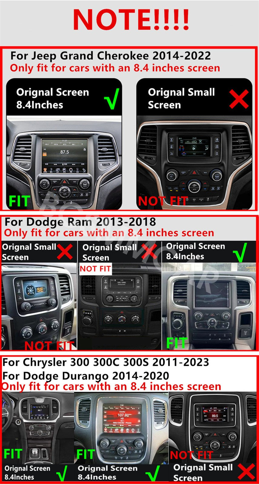 8.4Car Video Player GPS Bluetooth USB WiFi Fit for Dodge for Challenger 2015-2023