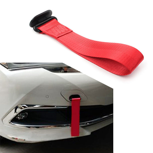 Racing Car Tow Towing Strap Belt Rope Rally Hook Universal Rear/Front Bumper Red