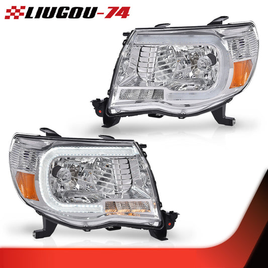 Suitable for Toyota Tacoma 2005 - 11 LED DRL tube chrome headlights