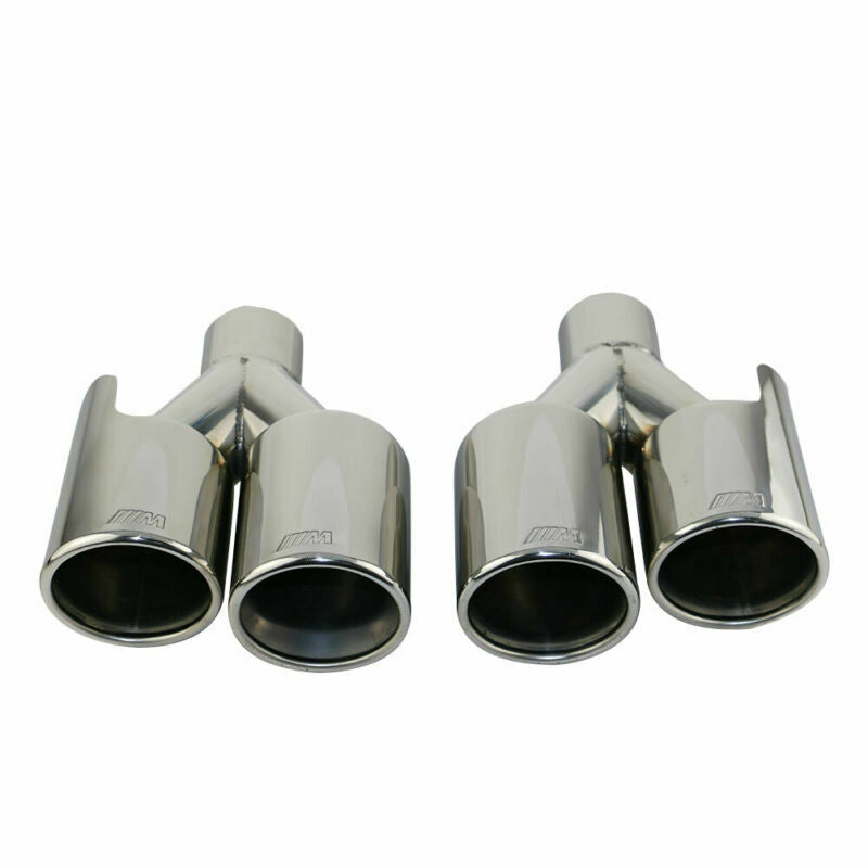 Pair L+R 2.25'' ID Black Welding Car Dual Exhaust Pipe Tip for BMW M series