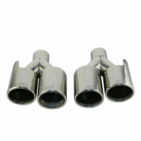 Pair L+R 2.25'' ID Black Welding Car Dual Exhaust Pipe Tip for BMW M series