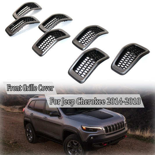 Grey front grille honeycomb insert barbecue cap trim for Jeep Cherokee 2014 - 2018