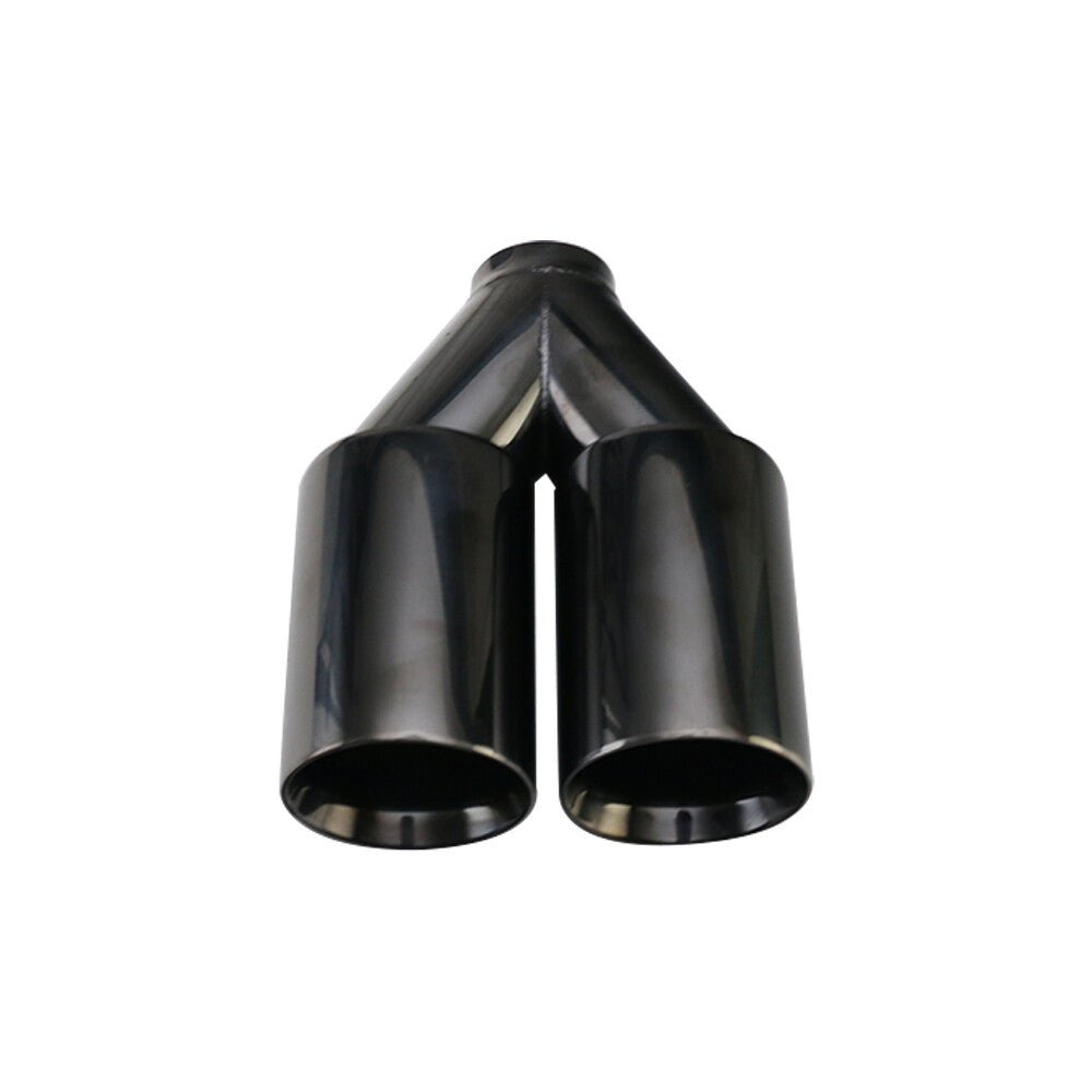 2.5 ID 3'' OD Universal Welding Double Wall Dual Exhaust Tail Y Pipe Tips 240mm