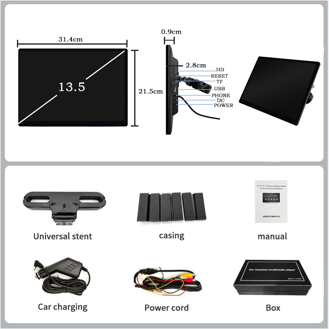 Car Headrest Monitor Multimedia Player GPS Touch Screen TV Bluetooth Mirror Link