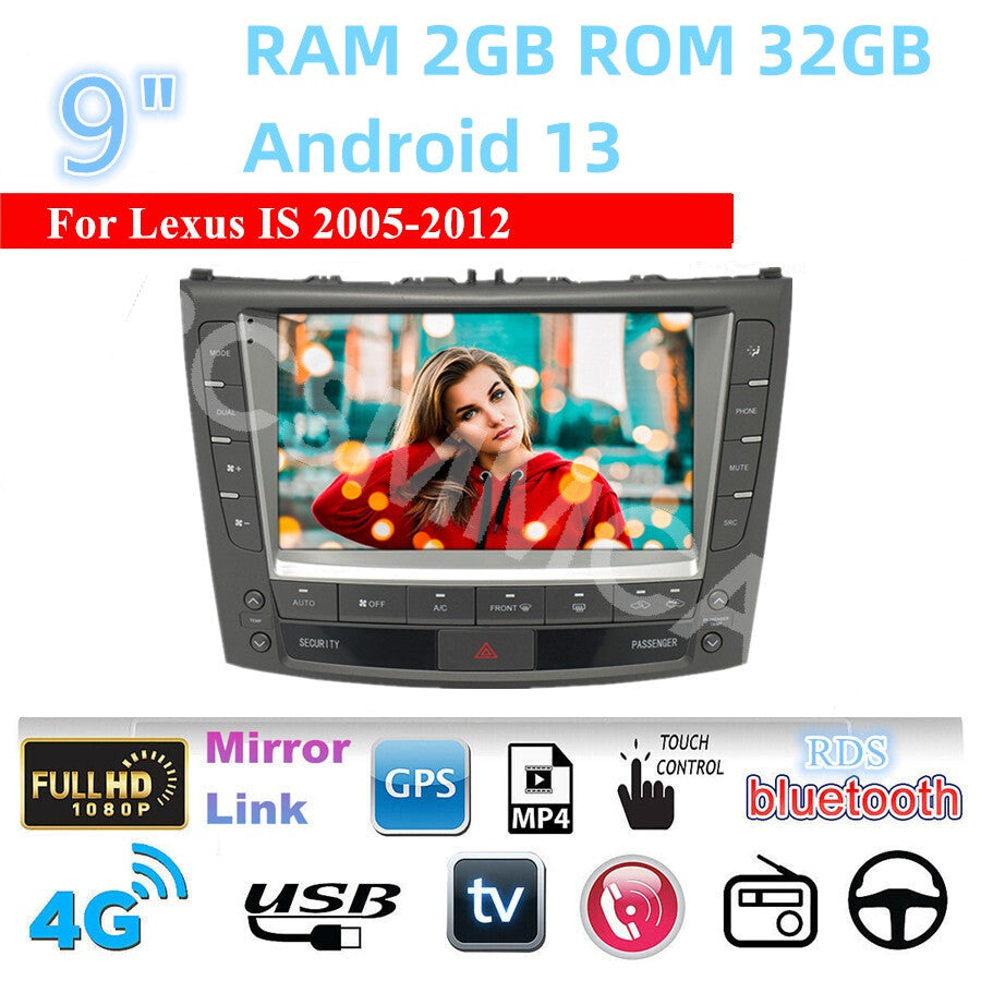 Android 13 Car Radio Stereo GPS 4Core 2+32G Fit for Lexus IS250 IS350 2005-2012