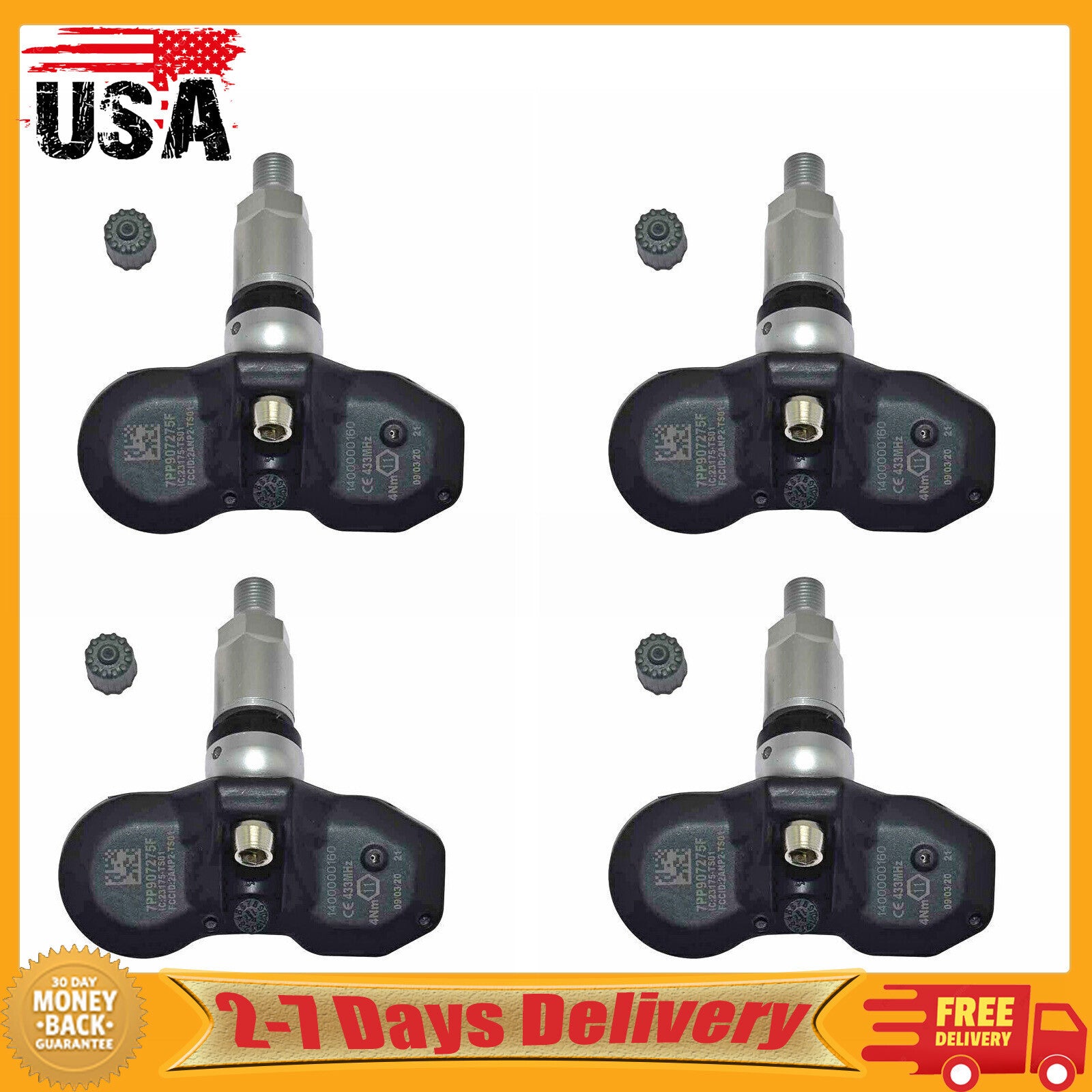 4pcs TPMS Tire Pressure Sensor 7PP907275F for Audi A4 A6 for A8 Q7 R8 S8 for VW 433MHz