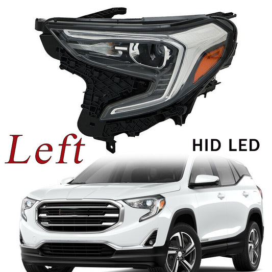 Headlights Left For 2018-2021 for GMC Terrain Headlamps Clear Xenon HID Chrome