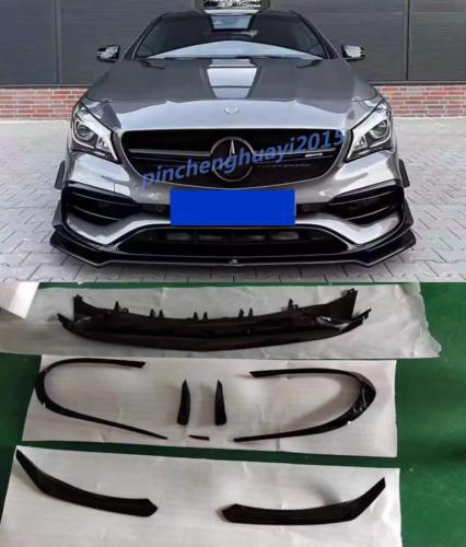 7-piece carbon fiber front bumper canard for Mercedes-Benz CLA200, CLA45, and AMG (2016-18).