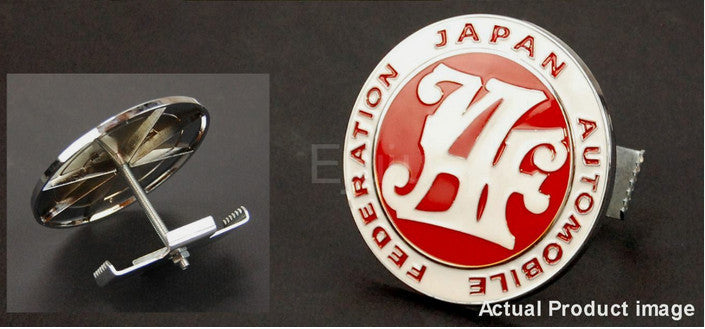 The red badge on the front of the car grille belongs to the Japan Automobile Federation and is applicable to for Lexus .