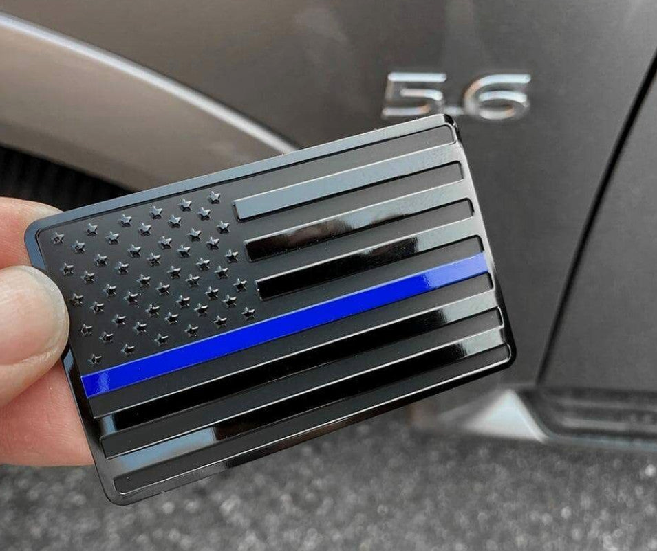 Car side fender rear trunk badge sticker American flag black and blue  for ford
