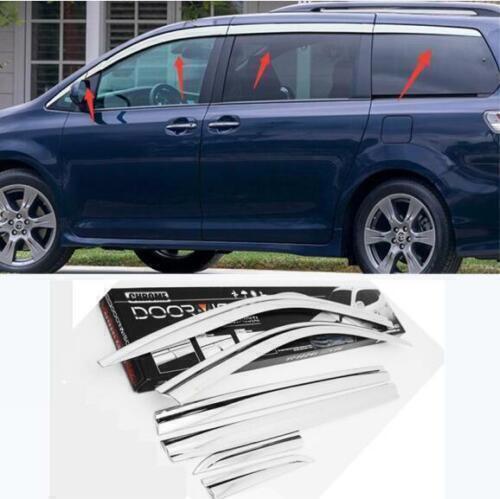 Chrome Window Visor Vent Sun Rain Guards Door Visor for Toyota for Sienna 2016-2019