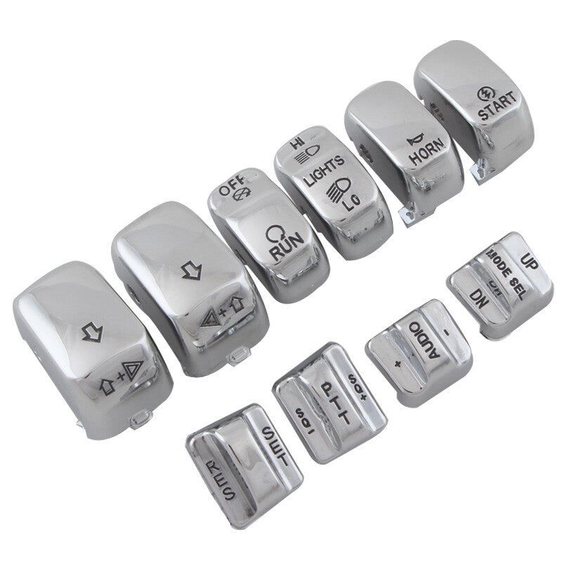 10x Chrome Hand Control Switch Housing Button Cover Cap for Harley Touring 96-13