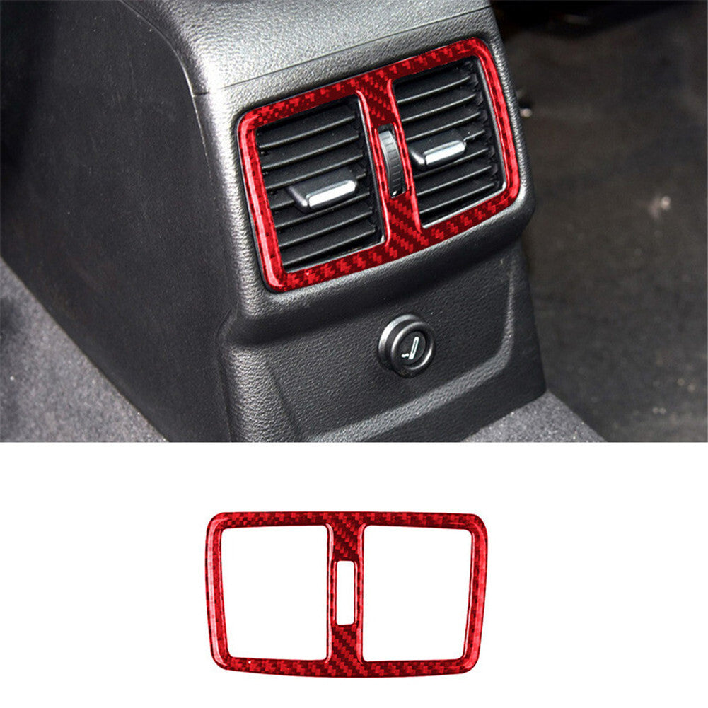 Red Carbon Fiber Inner Rear Air Vent Outlet Cover Trim for BMW X1 F48 2016-2018