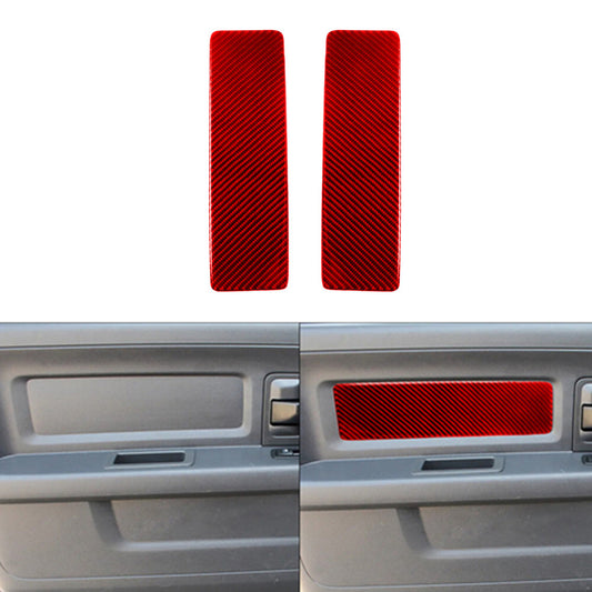 2X Red Carbon Fiber Interior Rear Door Panel Trim for Dodge for Ram 1500 2009-2012