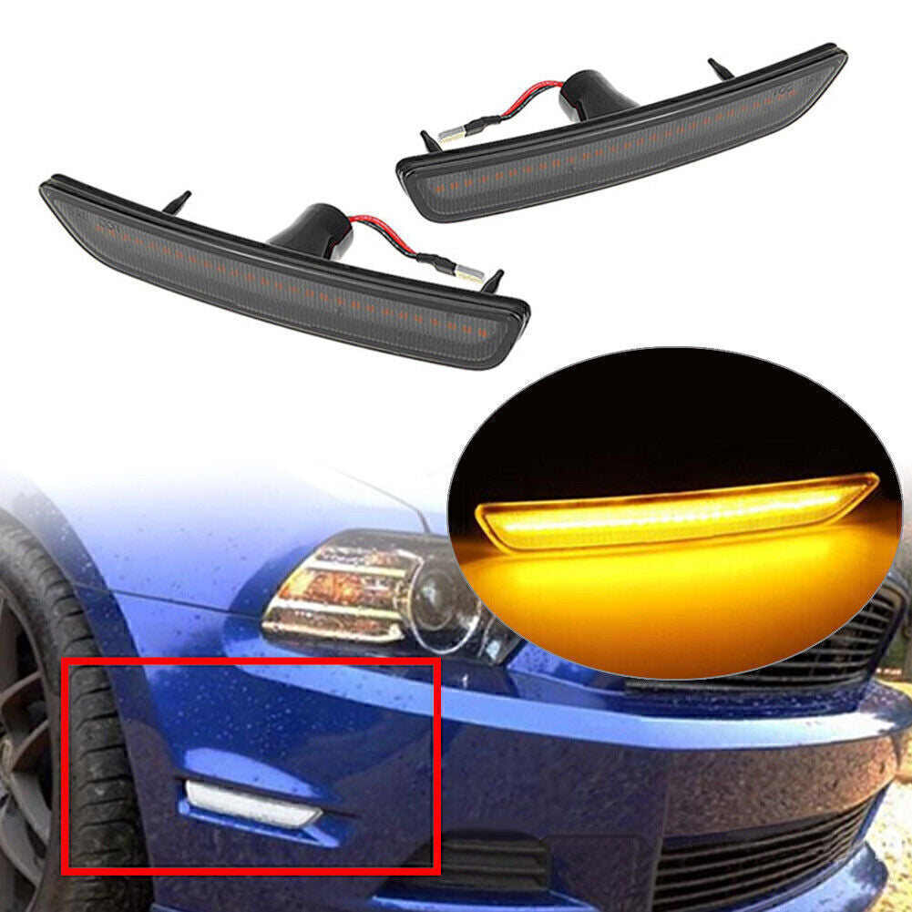 2x LED Front Side Marker Lights Fit for Ford for Mustang 2010-2014 2013 2012 2011 Black