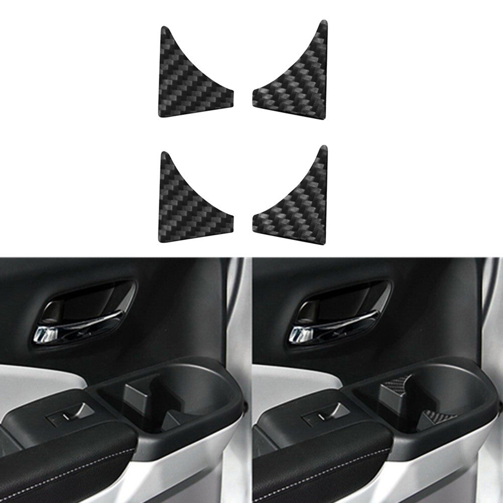 4X Carbon Fiber Rear Door Cup Holder Cover Trim for Honda Ridgeline 2017-2020