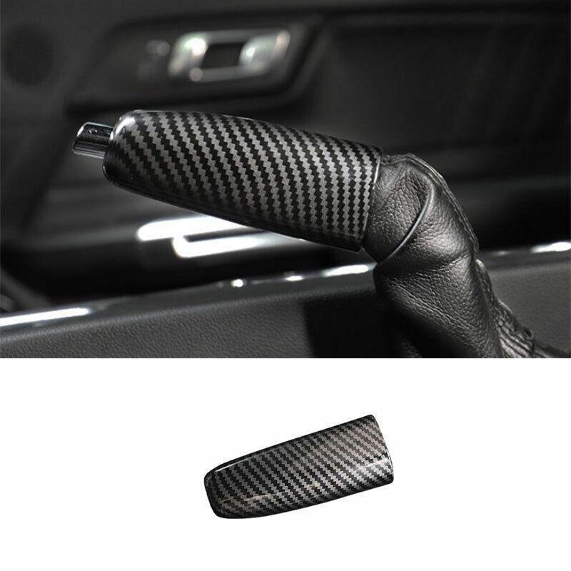 for Ford for Mustang 2015-2022 Black Carbon Fiber Brake Handle Handbrake Cover Trim