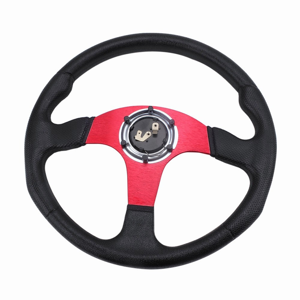 13 Universal Aluminum Red Steering Wheel+Horn Button for Most Cars