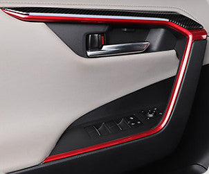 Red Interior Door Decoration Strip Cover Trim for Toyota RAV4 2019-2023