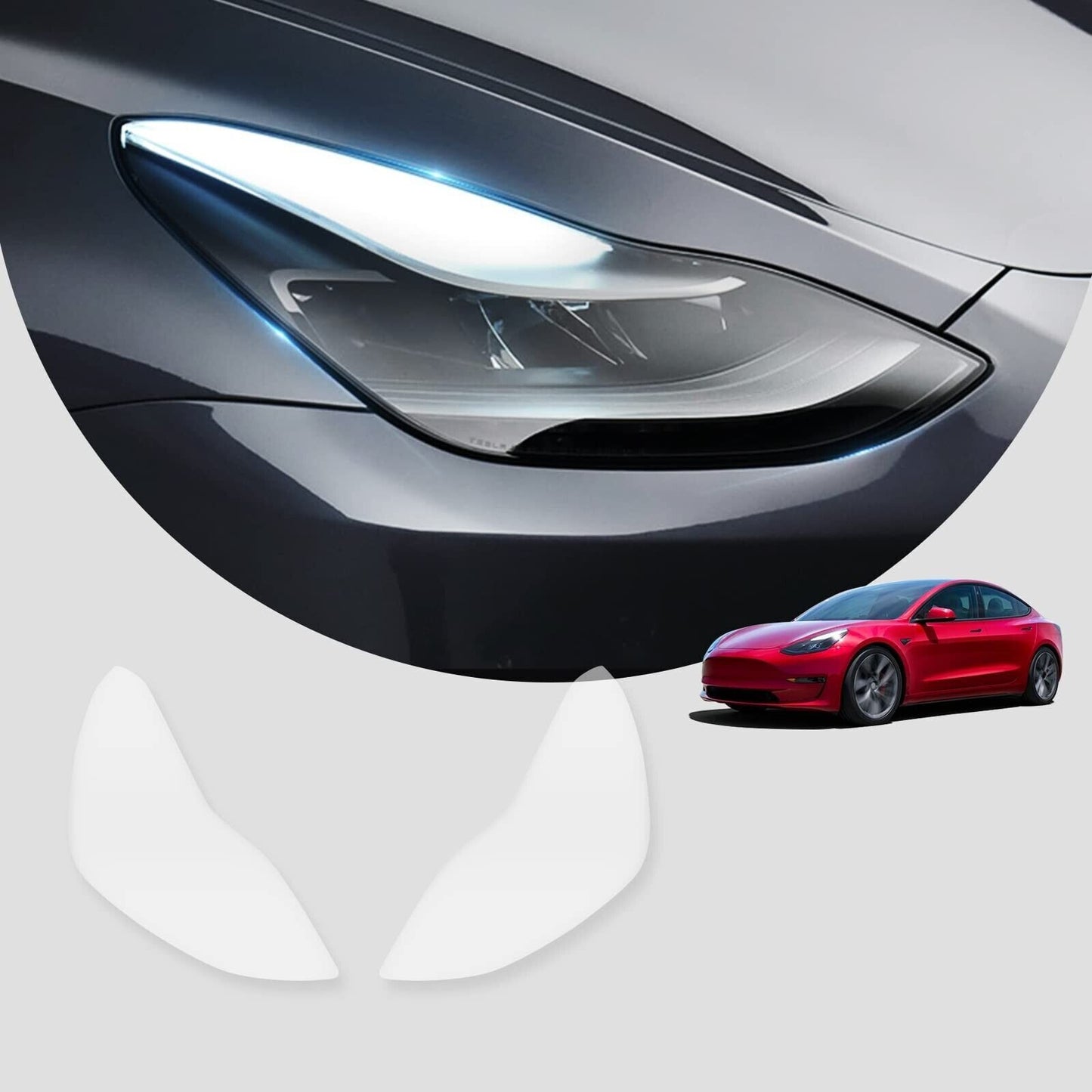 Front Lights Clear Protection PPF Headlights Overlays for Tesla Model 3/Y