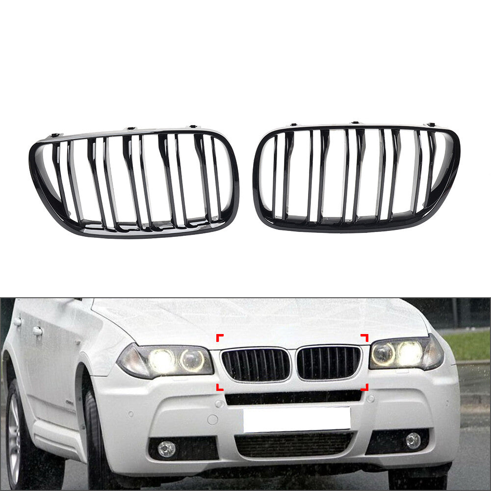 Double Line Front Bumper Kidney Grille for BMW X3 E83 Facelift 2006-2010