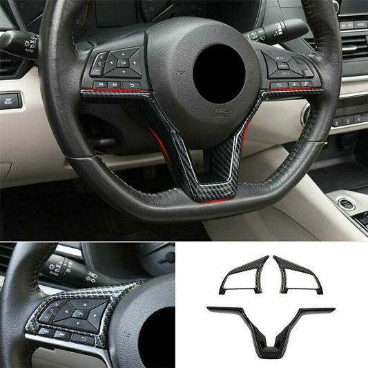 for Nissan Teana Altima 19-2021 Carbon Fiber Interior Steering Wheel Cover Trim
