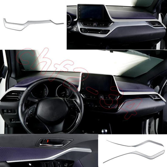 for Toyota CHR C-HR 2018-2022 Matte Silver Center Console Dashboard Panel Cover