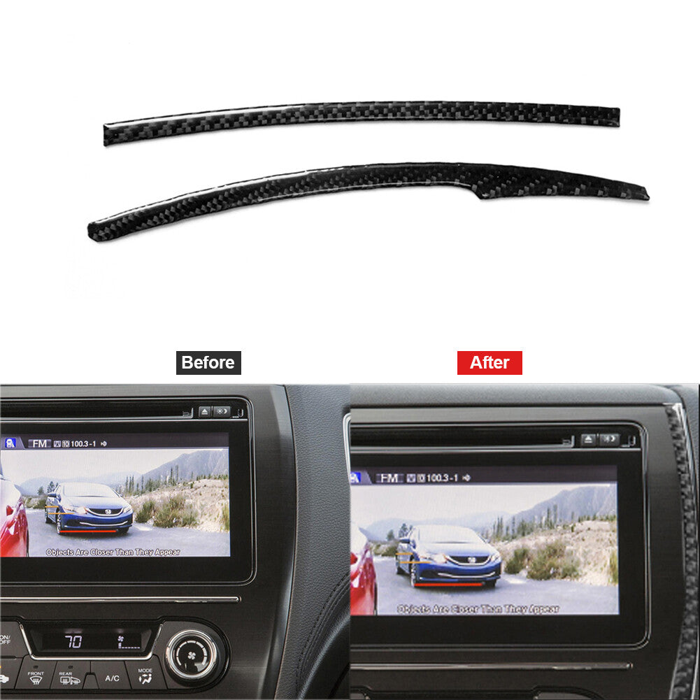 Carbon Fiber GPS Panel Side Decorative Strips Cover for Honda for Civic Coupe 13-15