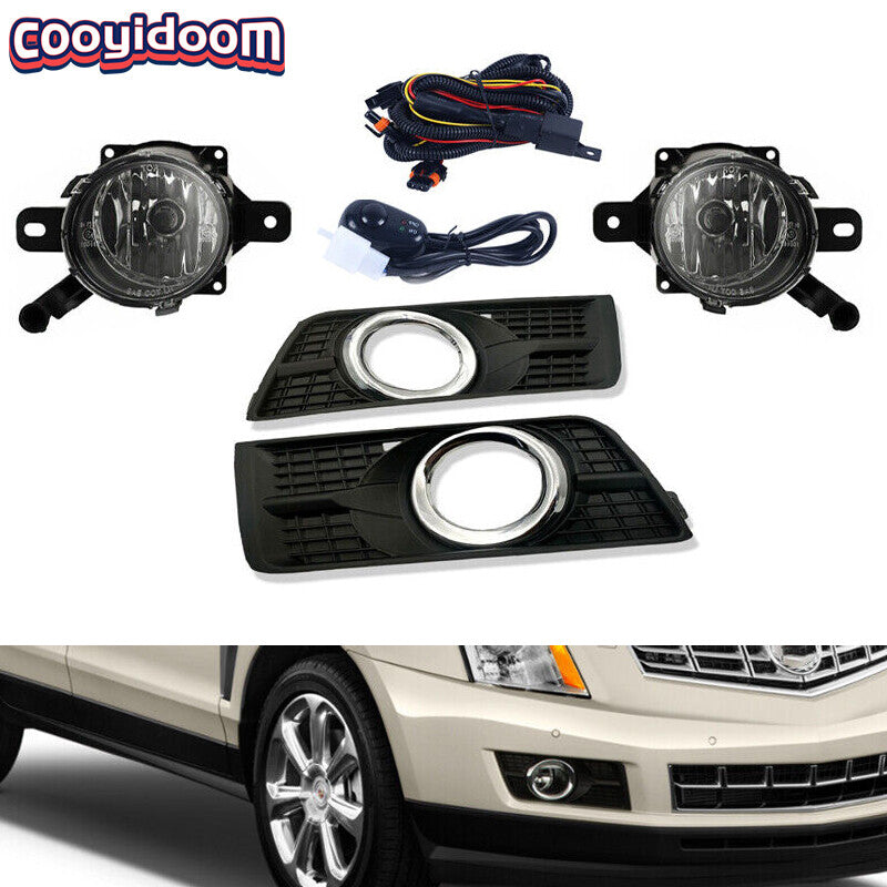 Pair for Cadillac SRX 2010 2011-2016 FogLight Kits Bumper Lamps w/ Bezels/Switch