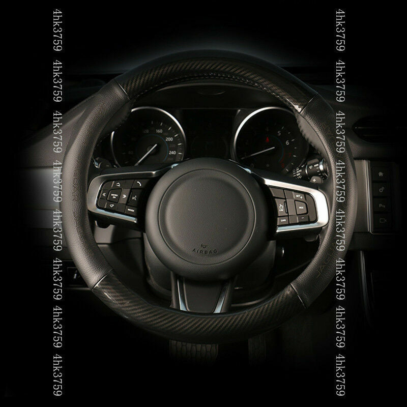 for Jaguar E-PACE 2018-2021 Black PU Carbon Fiber Look Steering Wheel Cover Trim