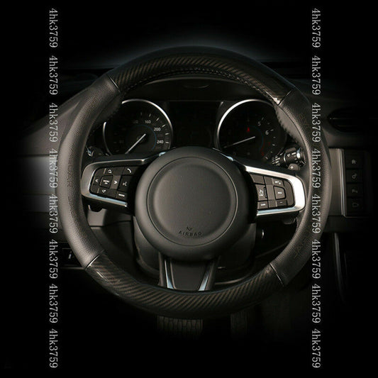 for Jaguar E-PACE 2018-2021 Black PU Carbon Fiber Look Steering Wheel Cover Trim