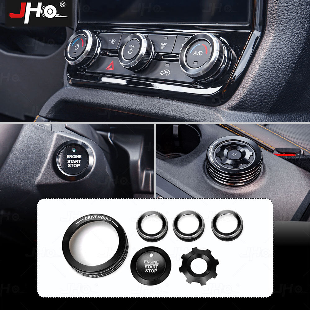Black Aluminum Central Control Knob Ring Cover Trim Decor For Ranger 2023-2024