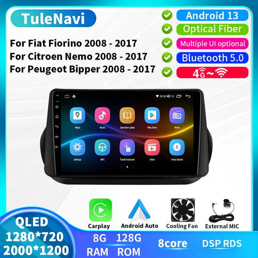 Car Radio CarPlay for Fiat Fiorino Qubo for Citroen Nemo for Peugeot Bipper GPS