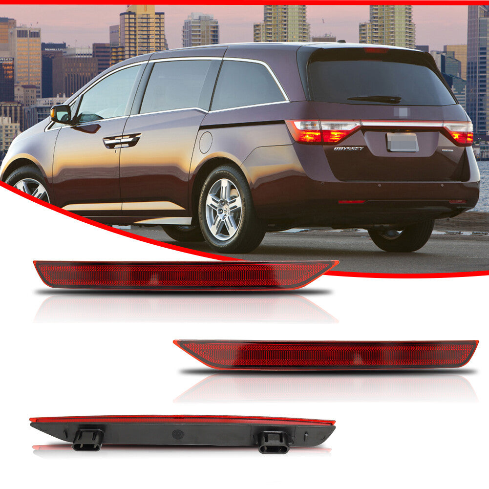 Red reflector assembly for 2011-2017 for Honda Odyssey rear bumper taillights.
