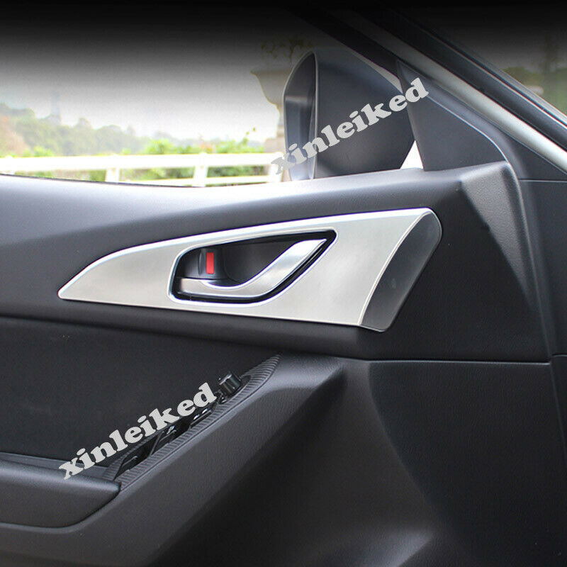 Matte Silver Inner Door Handle Bowl Frame Cover Trim for Mazda 3 Axela 2017-2018