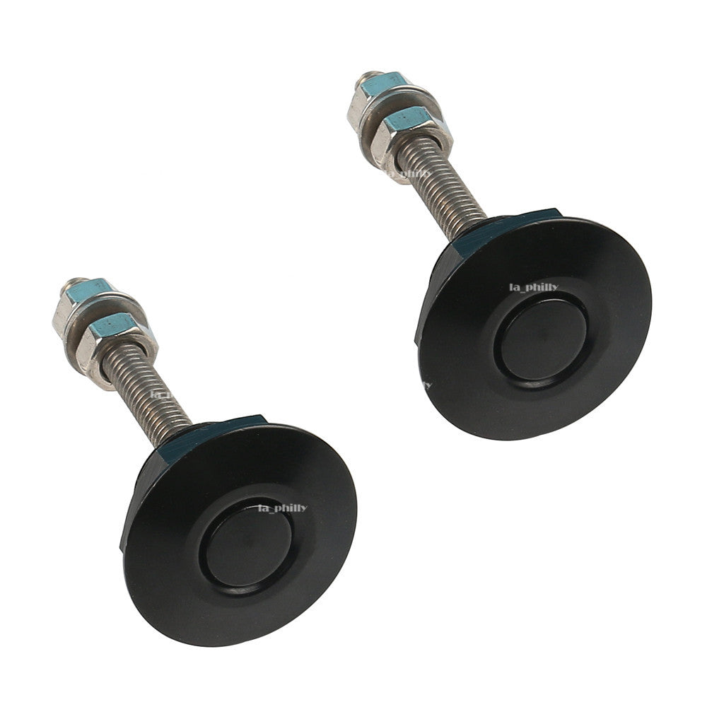 2Pcs Universal 1.25 Black Push Button Quick Release Bonnet Hood Pins Lock