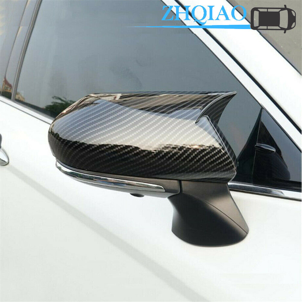 Carbon Fiber Look Ox Horn Rear View Mirror Cover Trim Fit for Toyota for Camry 2018-2020