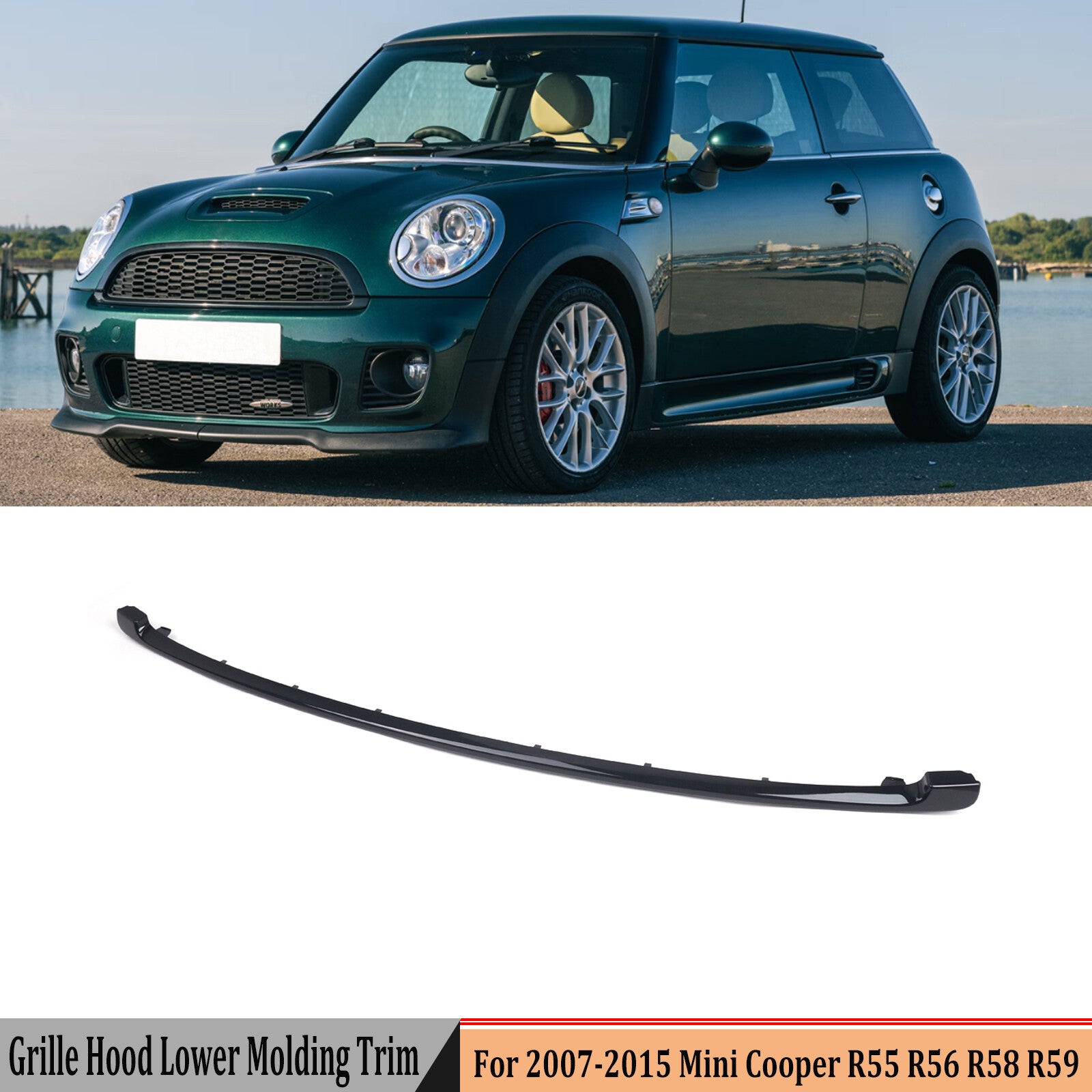 Black lower grille cover molding trim available for Mini Cooper R55 R56 R58 R59 2007-2015