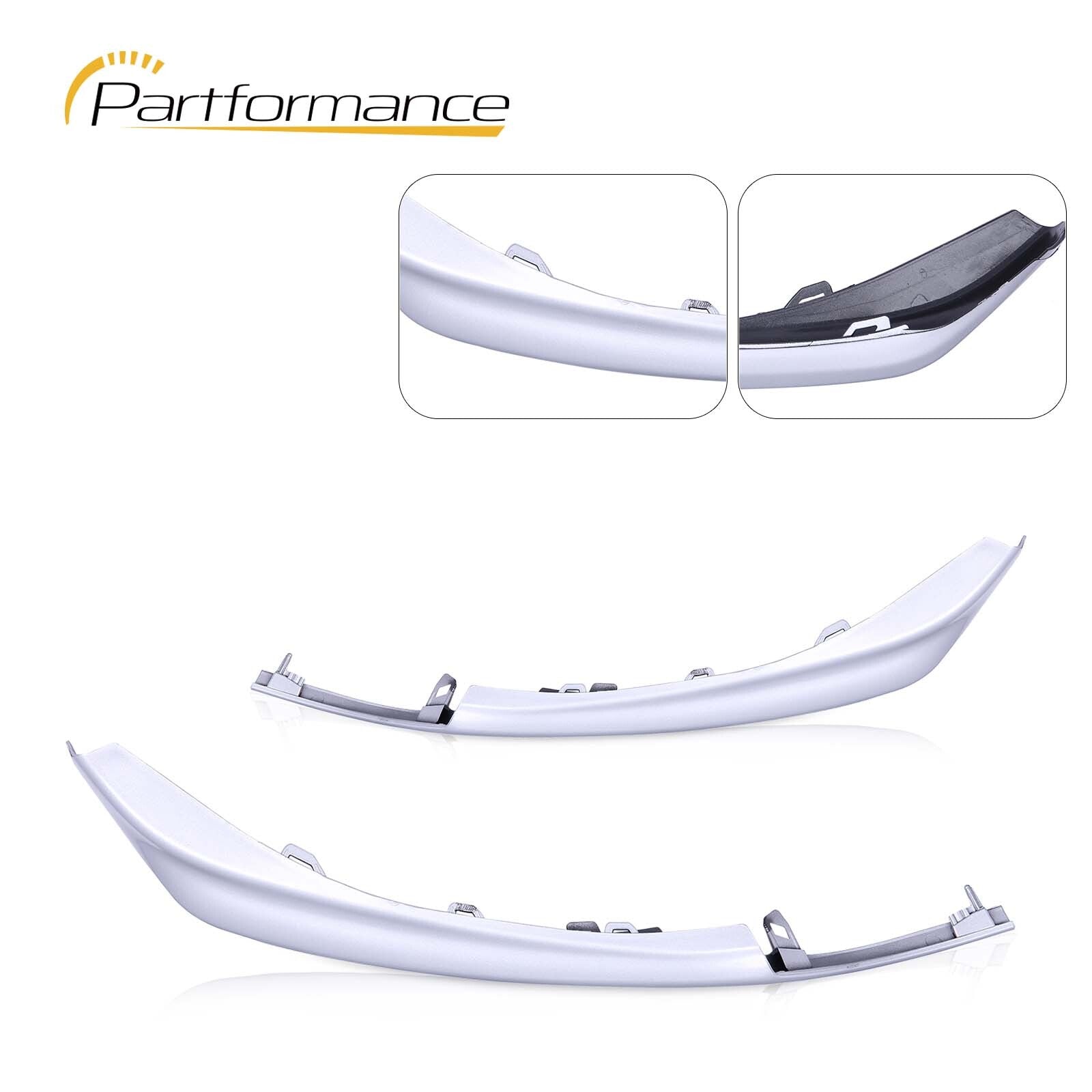 Pair of silver grille trim pieces for the front bumper of 2018-2020 for Toyota for Camry SE XSE.