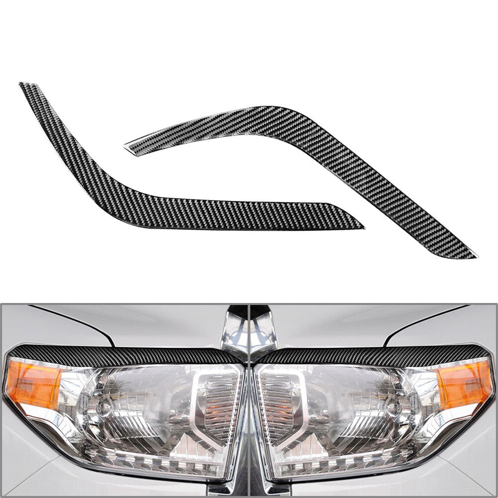 Fit for Toyota Tundra 14-21 Headlight Eyelids Eyebrow Cover Trim Carbon Fiber Black