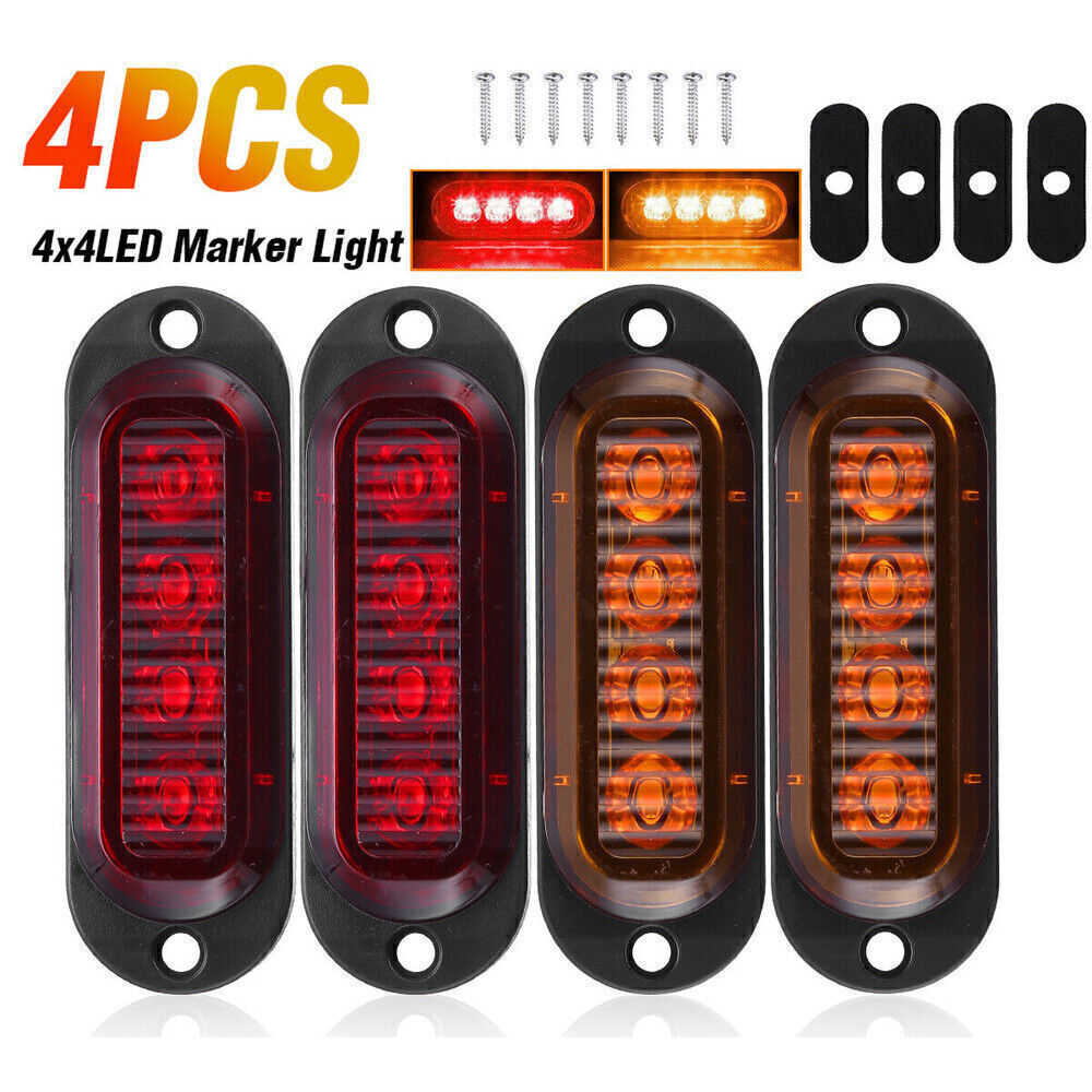 2-20x 4-LED Clearance Light Side Marker Amber Red Indicators Trailer Truck Lamp